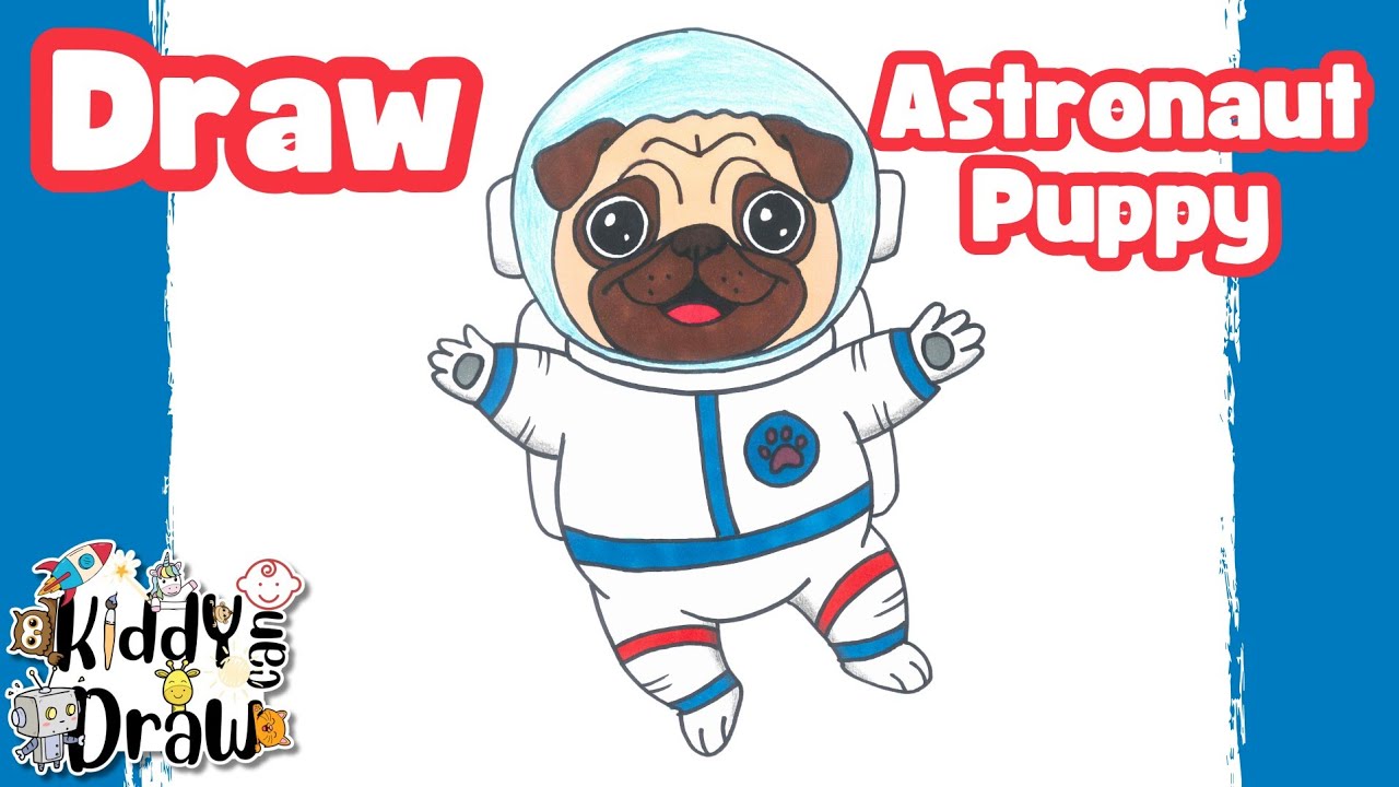 How to Draw a CUTE Astronaut Puppy! 🚀 Easy Step-by-Step for Kids