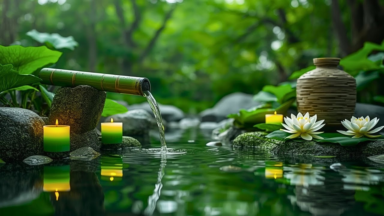 Deep Sleep Relaxing Music 🌿 Relaxing Bamboo Water Sounds, Nature Sounds for Stress and Calm Mind