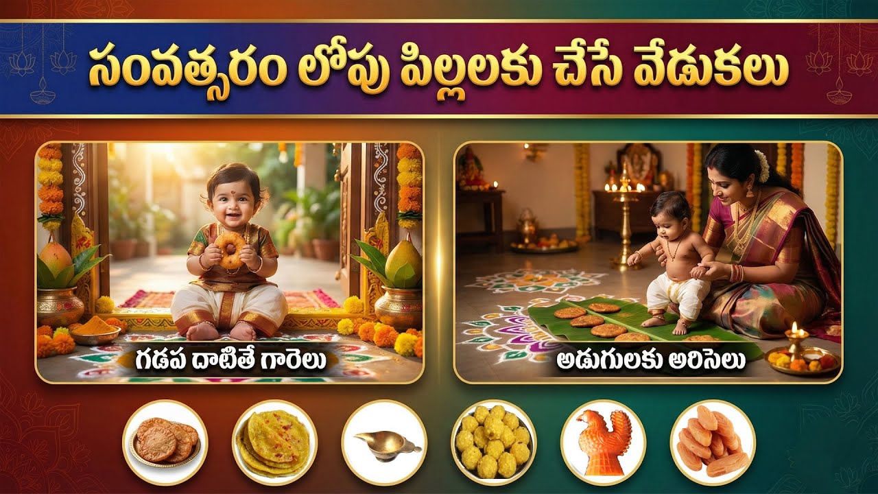 Telugu Traditional baby Milestone Celebrations  | Adugulaku ariselu | Borla padithe bobbatlu
