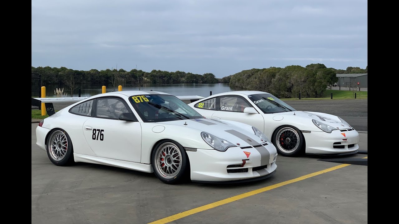 Porsche 996 Cup at PI July 2024 doing 1:41s. Rear facing and in-car cameras