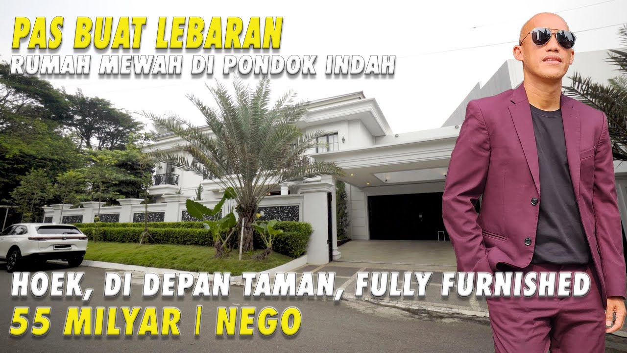 Pas Buat Lebaran | Rumah Mewah di Pondok Indah | Hoek, di Depan Taman | Fully Furnished | 55M | Nego
