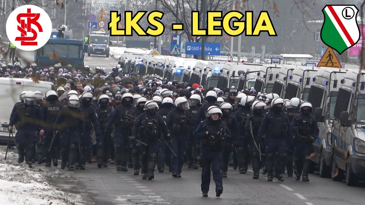 ŁKS ŁÓDŹ - LEGIA: Przemarsz kibiców Legii Warszawa, przejazdy alarmowe i akcja Policji