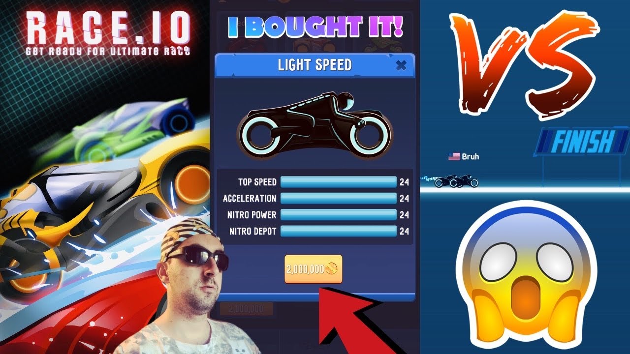 Race.io 2,000,000 Coins Light Speed Car Unlocking!