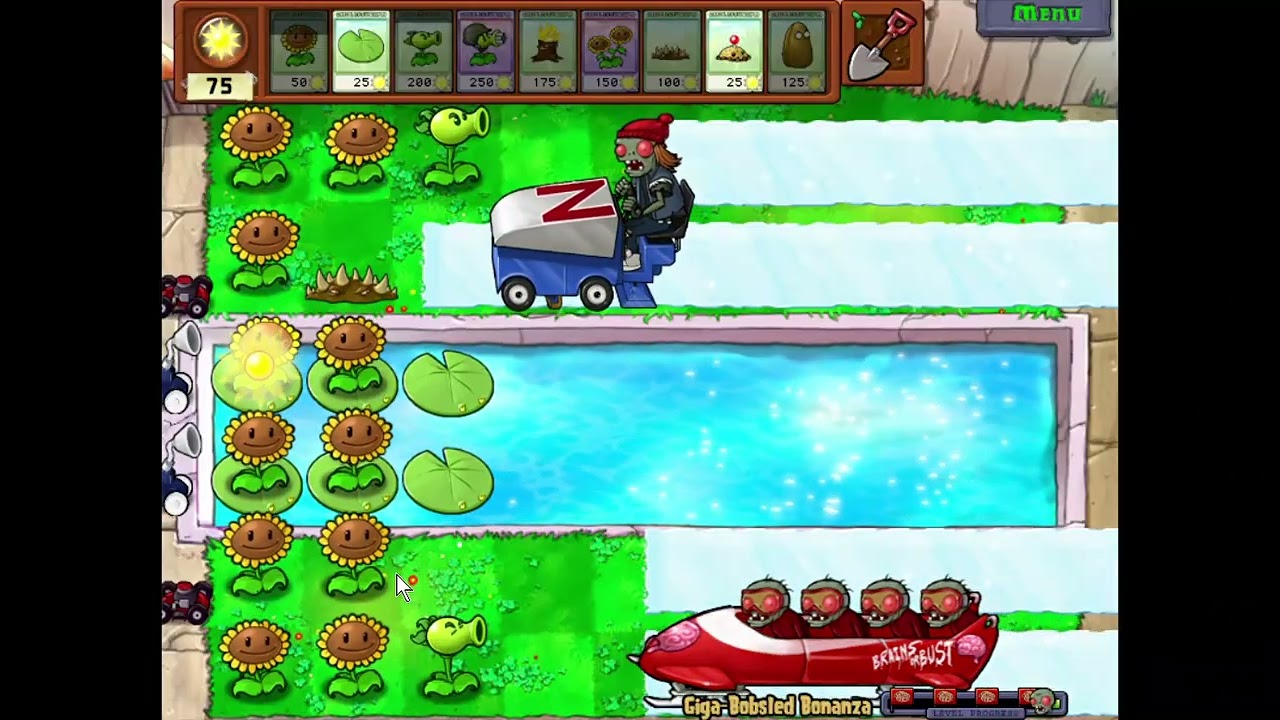 Plants vs  Zombies i finally beat that roof mini game it was like crazy