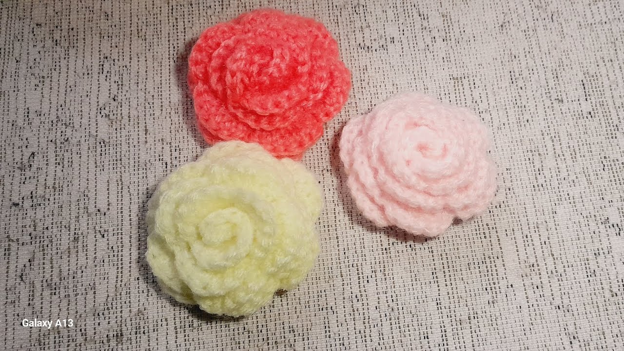 Crochet rose flower hair clip tutorial 🌹🏵 #crochet #tutorial #handmade 