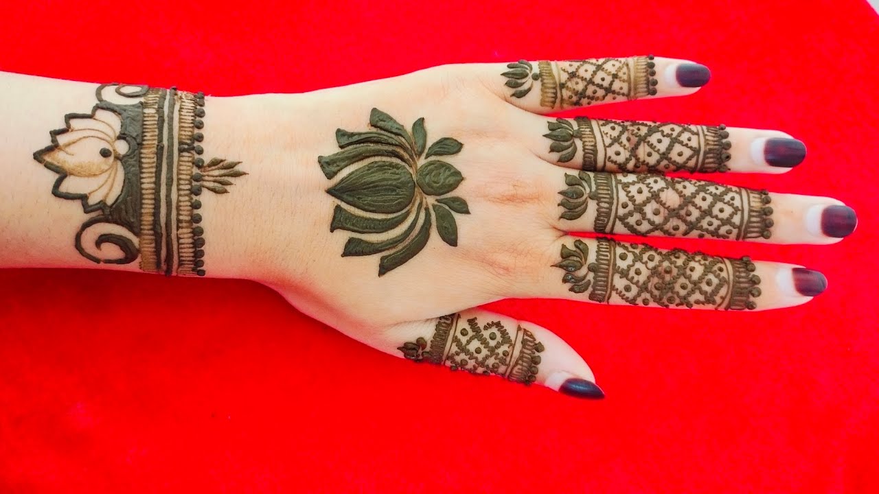 Beutiful lotus mehndi design back hand mehndi design #hennadesign #youtubevideos #viralvideo 