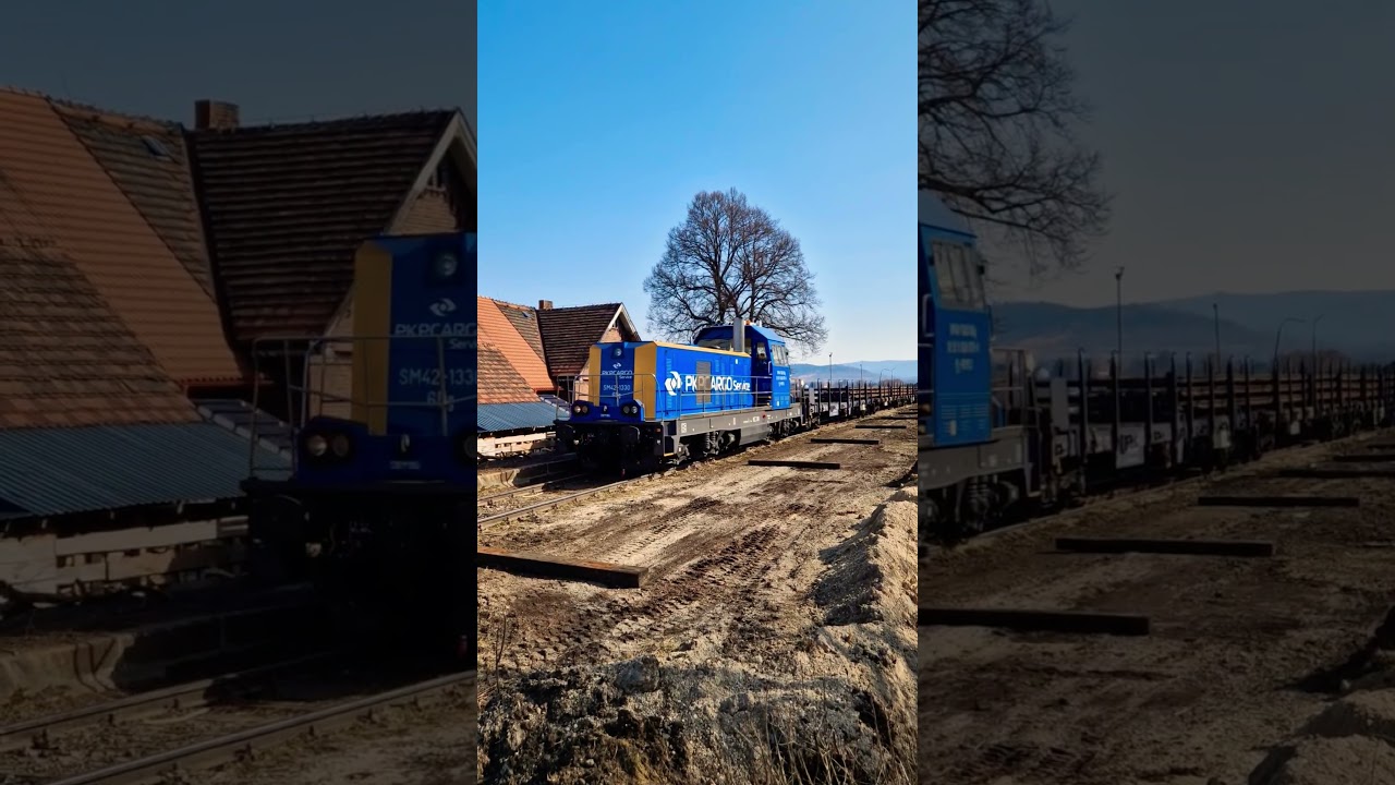 Rozładunek pierwszych szyn do odbudowy linii 322 w Trzebieszowicach SM42 6Dg-1330 PKP Cargo Service