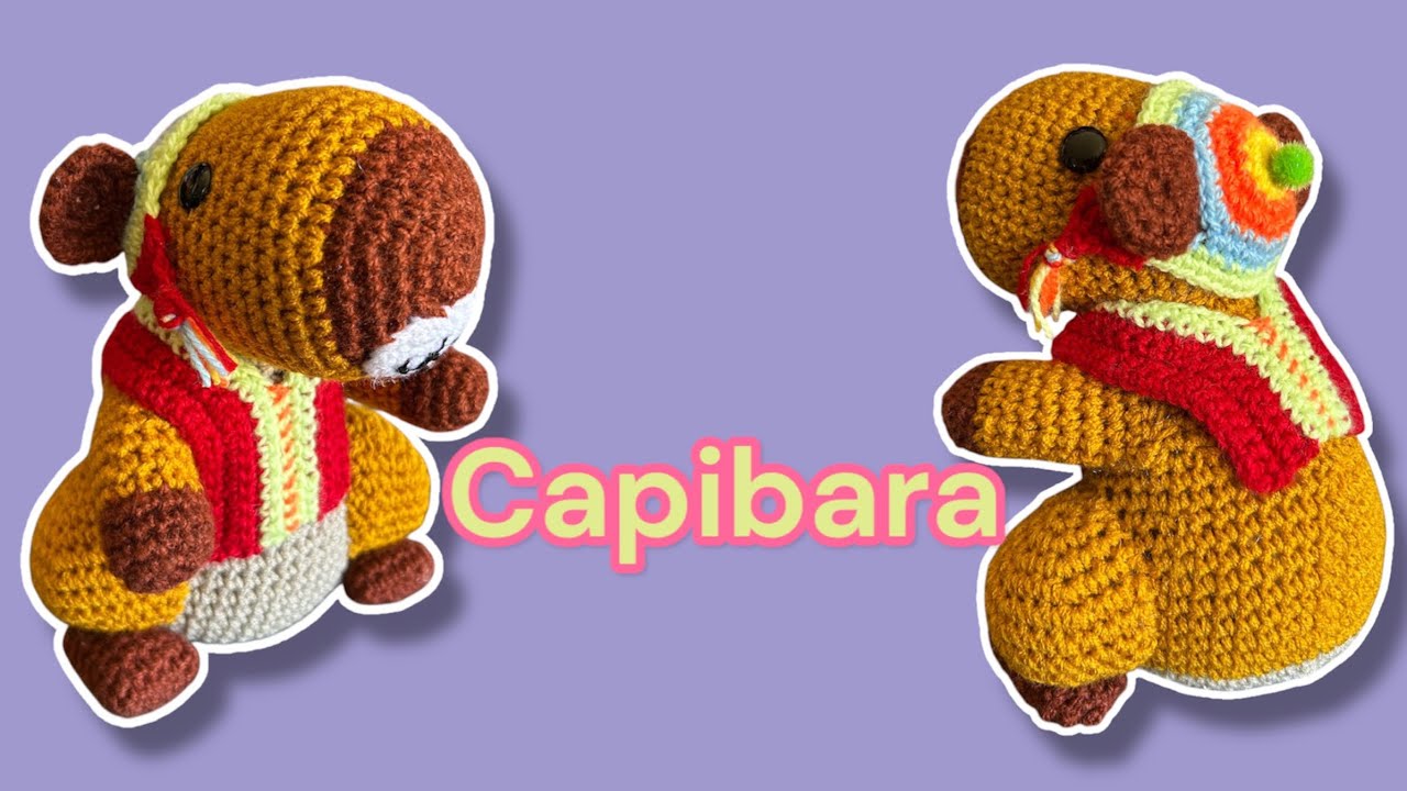 Como tejer Capibara con poncho y chullo amigurumi paso a paso tutorial crochet (subtítulos)