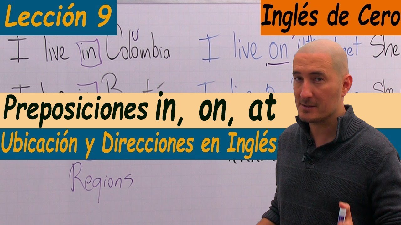 IN, ON, y AT (part 1) indicando ubicación y direcciones. Lección 9