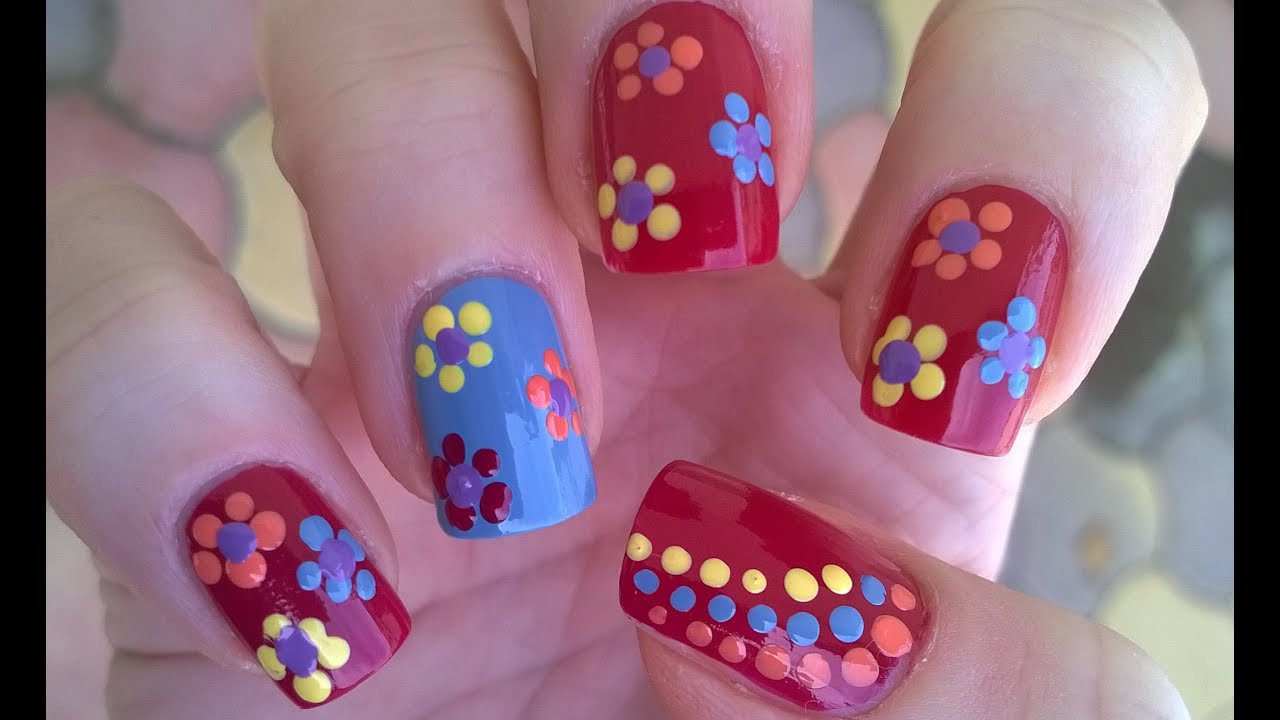 Dotting Tool FLOWER NAIL ART / DIY Easy SUMMER Nails For Beginners