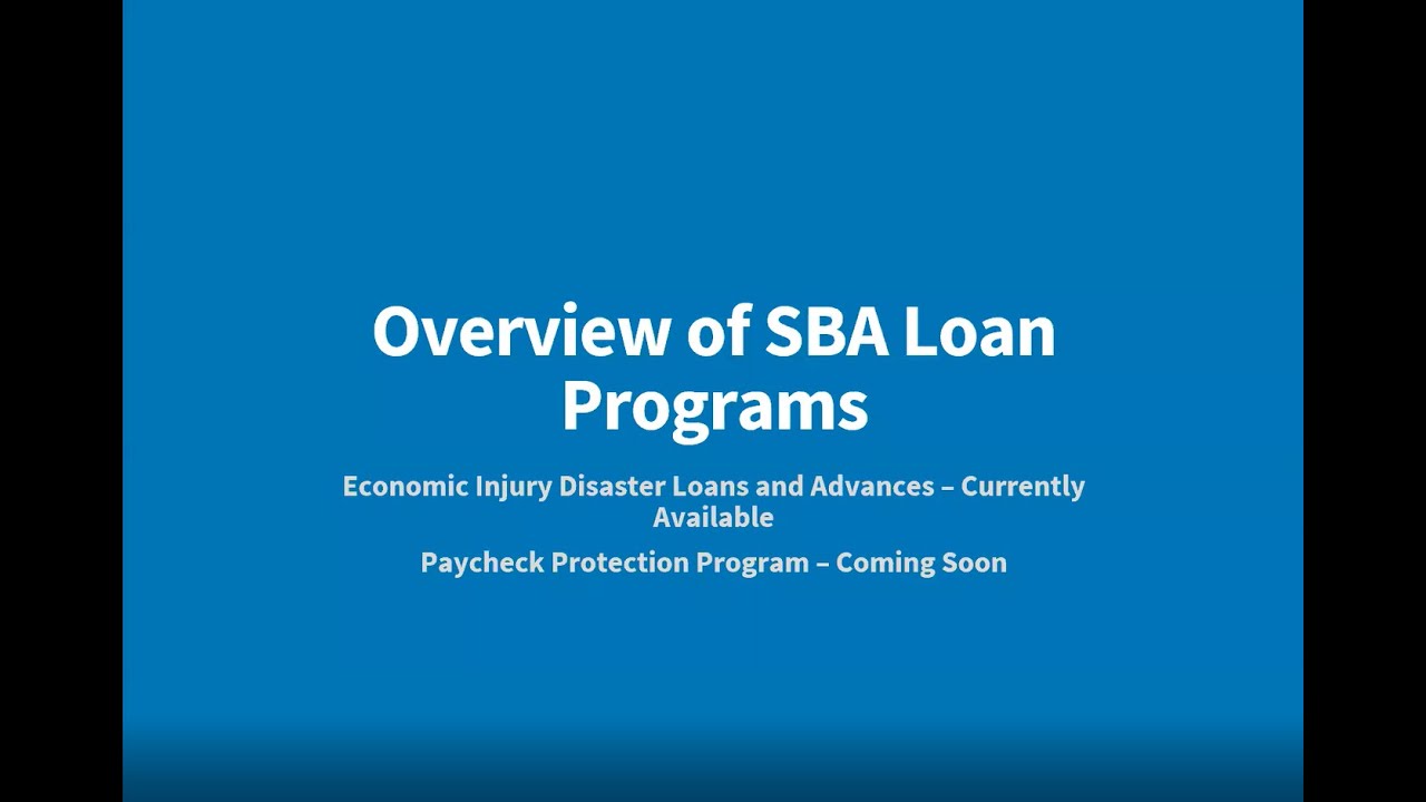 SBA Disaster Loan Training (3/31/20)