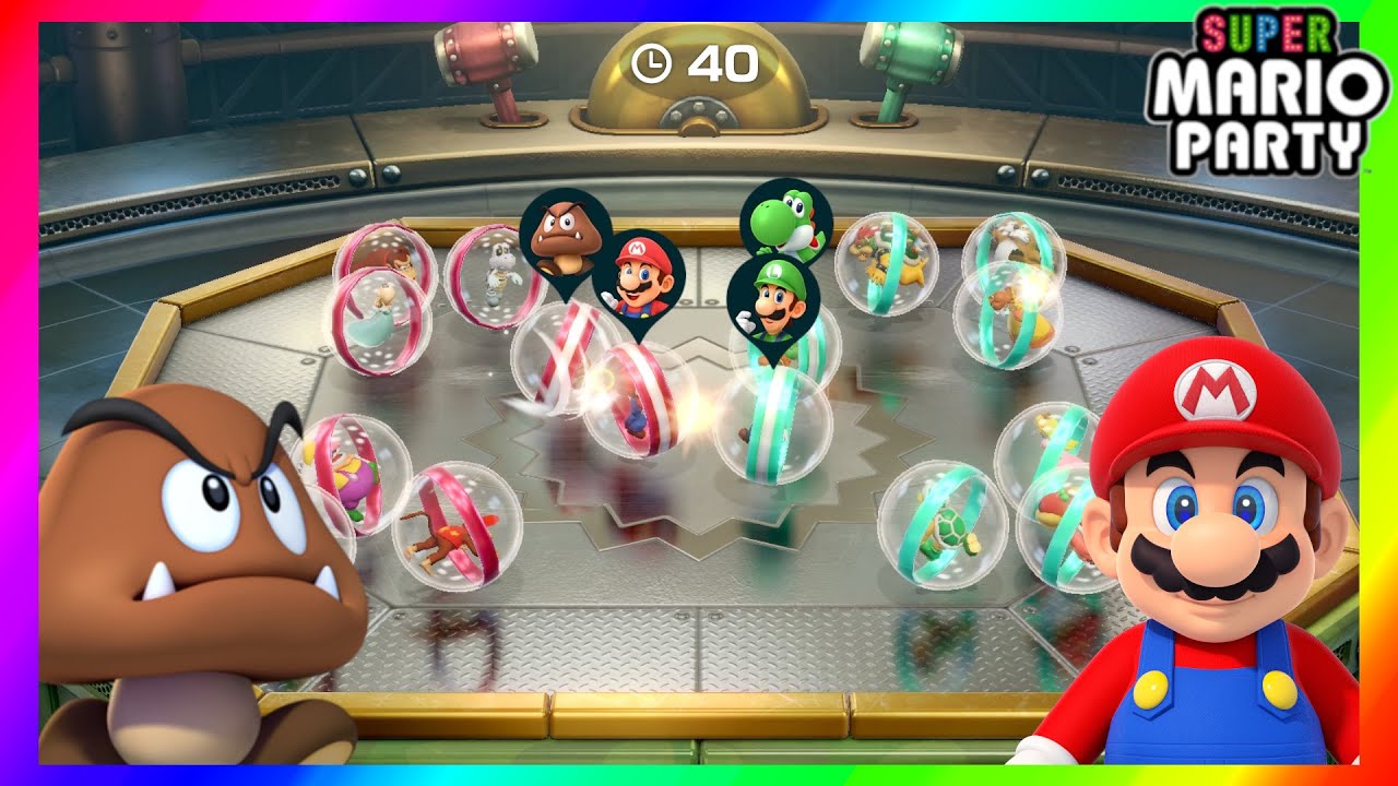 Super Mario Party Minigames Goomba vs Mario vs Yoshi vs Luigi