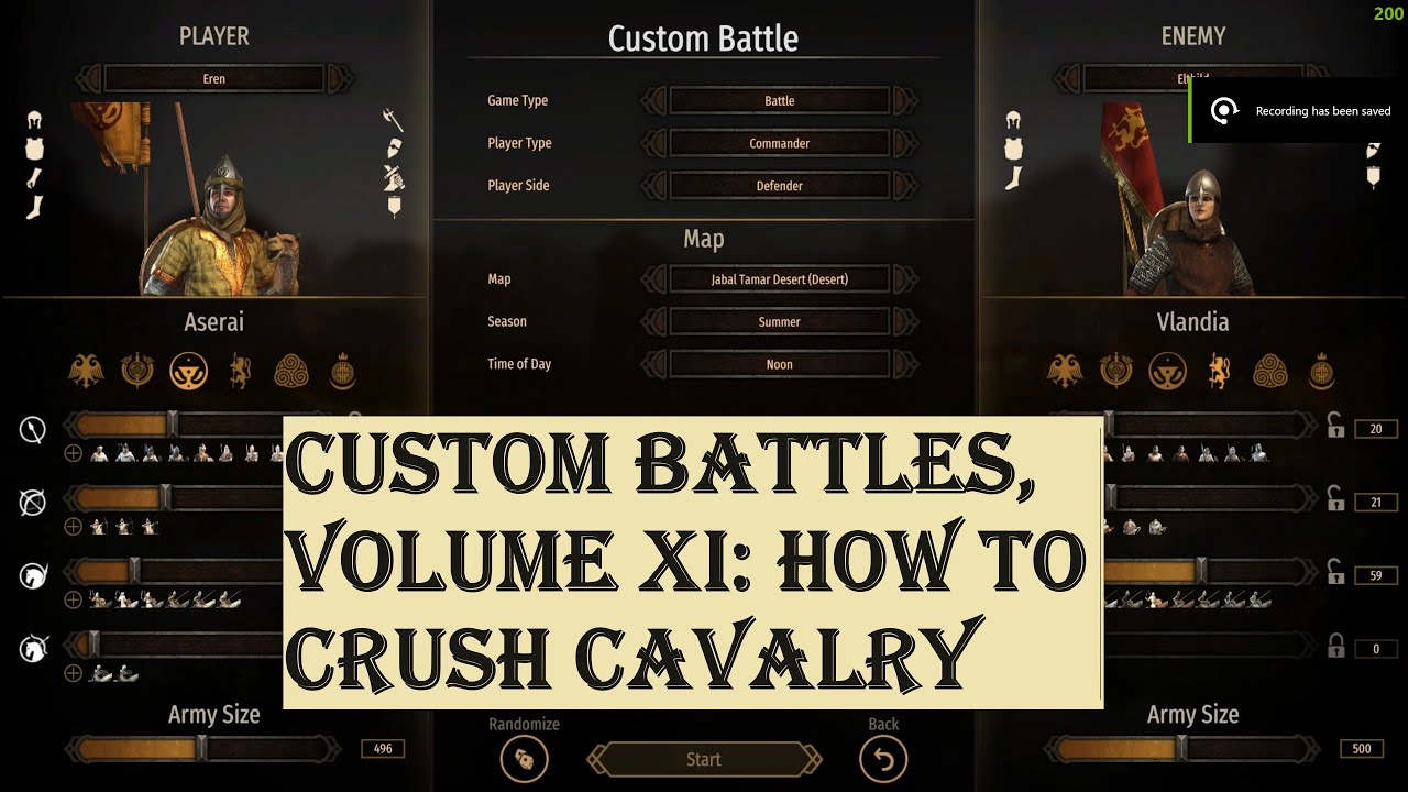 Bannerlord Tactics, Custom Battles, Volume XI: How to Crush Cavalry