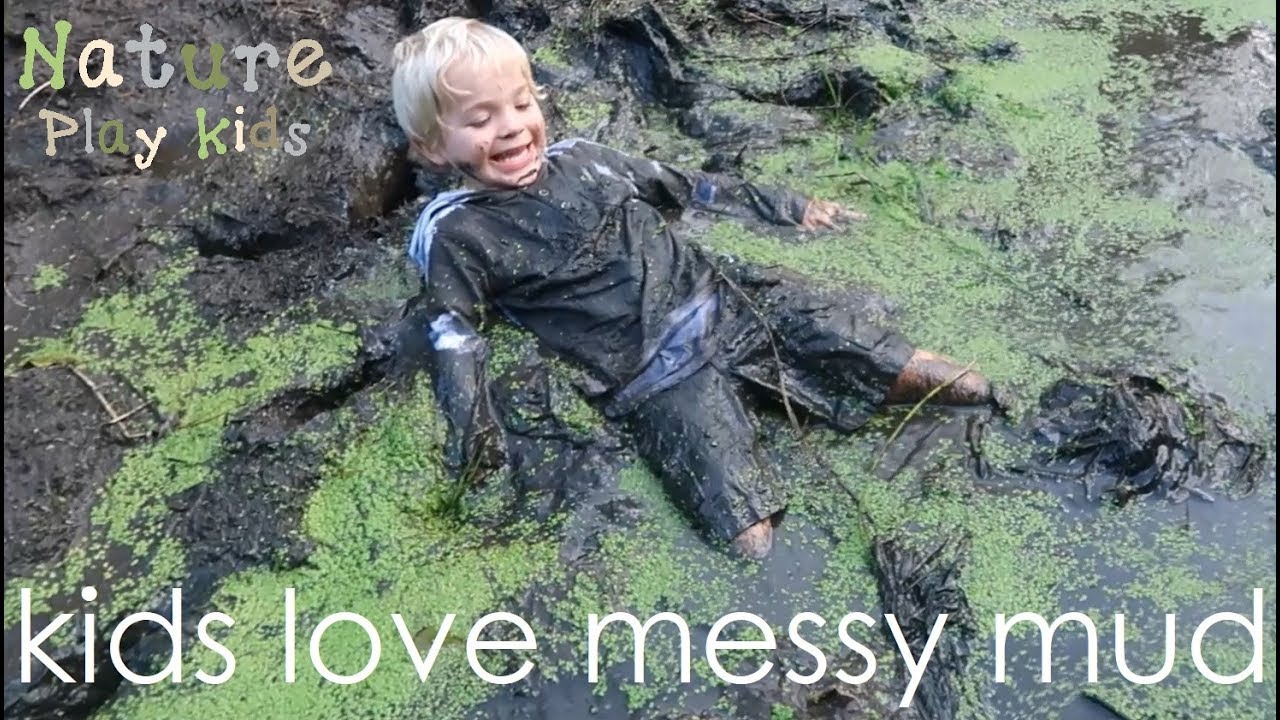 Kids go wild in a muddy swamp and have a mud fight!