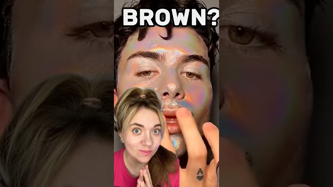 Holographic Makeup... but Make It Brown 🤎 #holographicmakeup #brownmakeup #makeuphack #peeloffmask