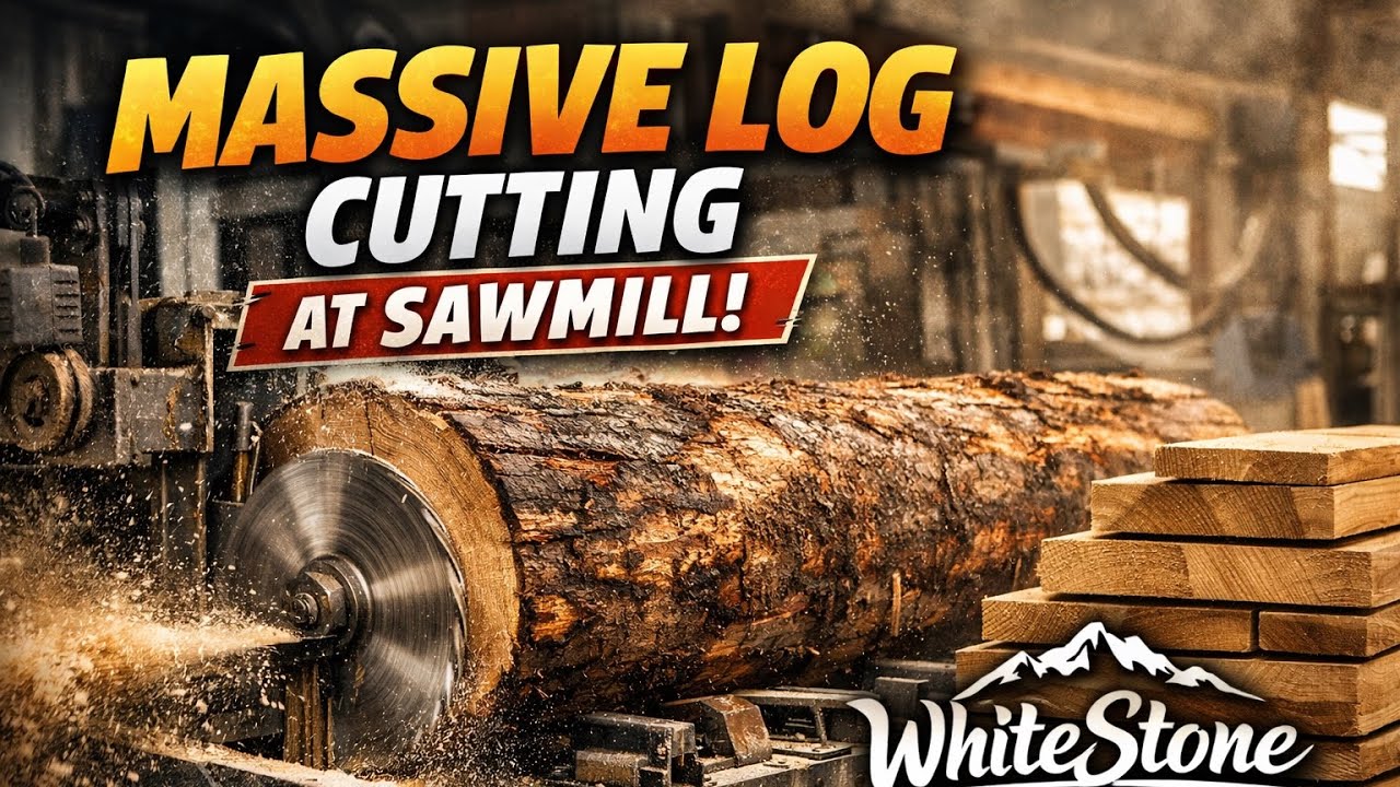 Massive Log Cutting at Sawmill | WhiteStone WoodWork
