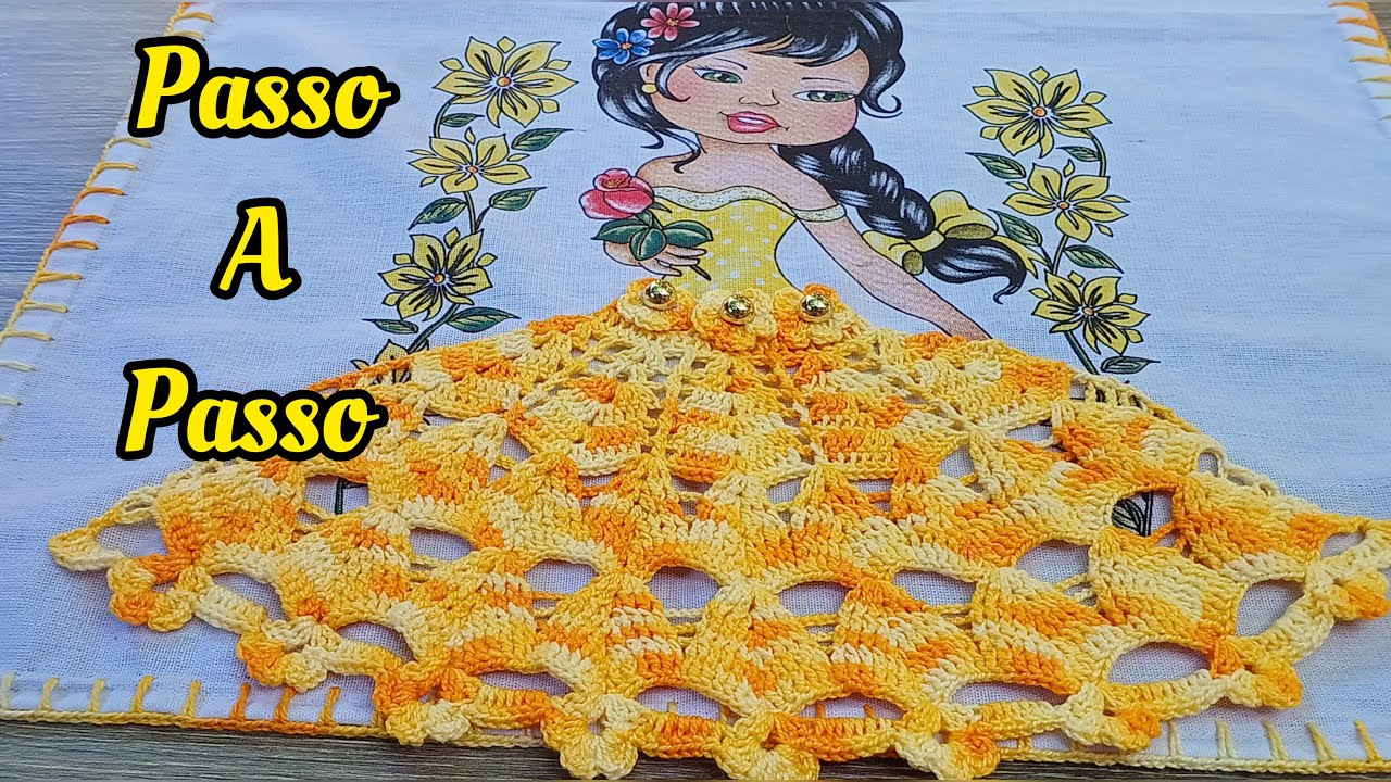 Sainha de Croche para boneca pintada Passo a passo #crochet #croche