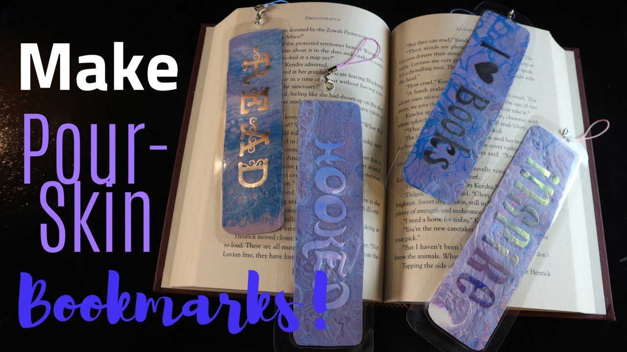 Make bookmarks from Acrylic Paint Pour skin