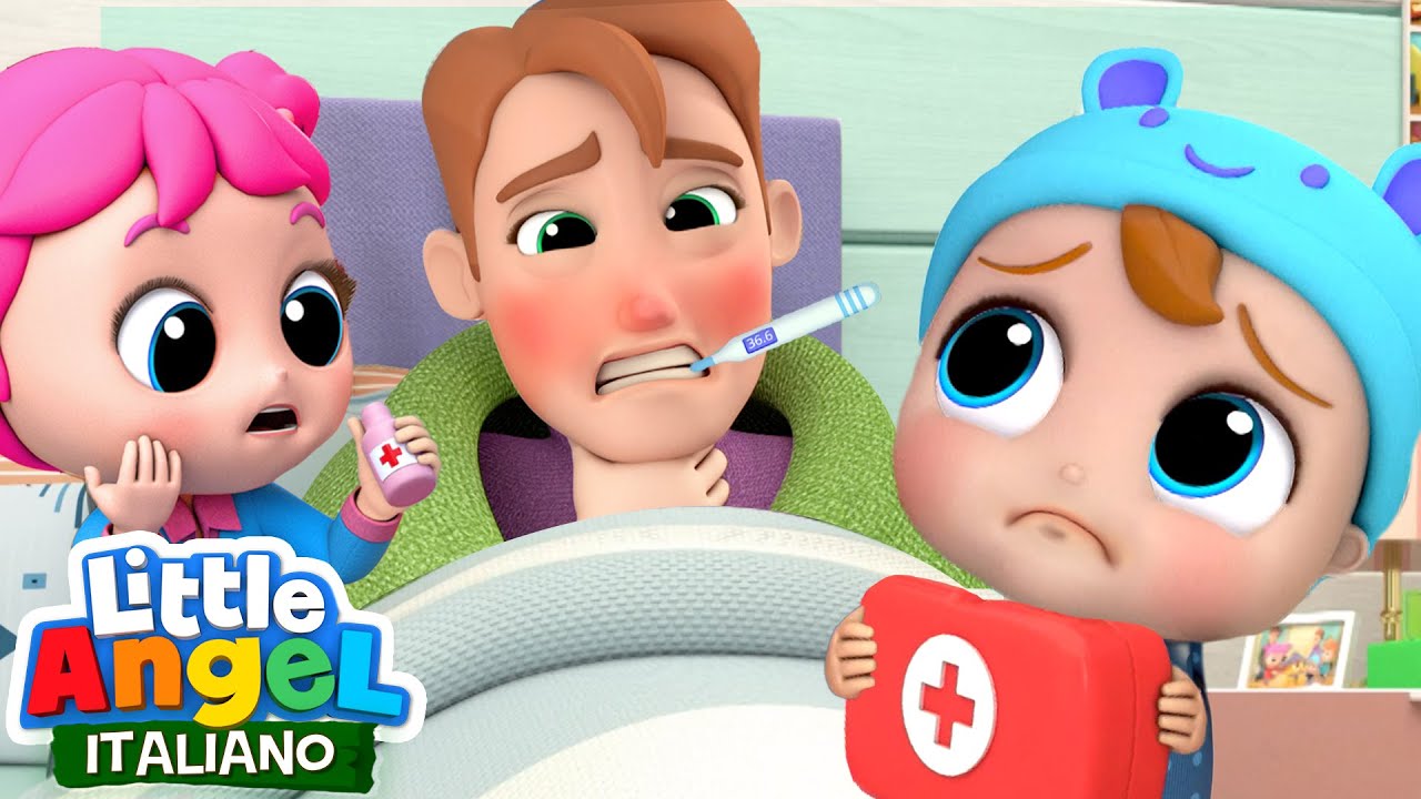 Impara a CURARE il pap&agrave; malato 🤒❤️ Cartoni Animati & Canzoni Bambini | Little Angel Italiano