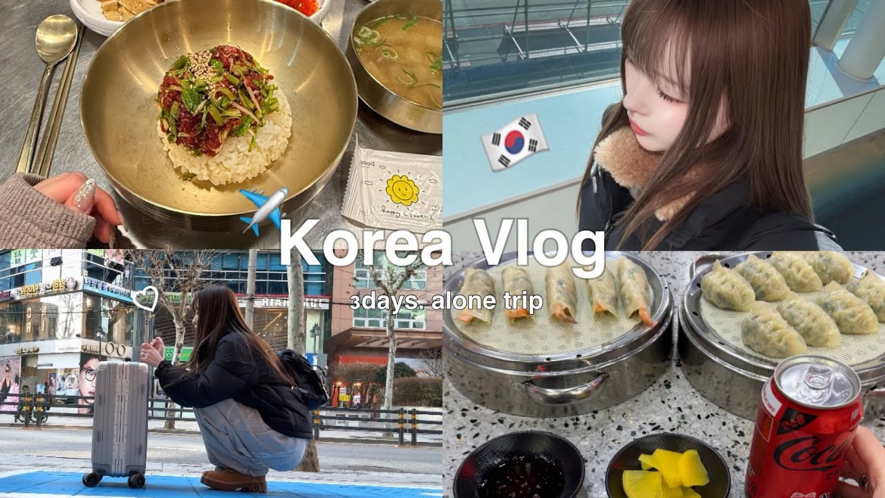 【韓国Vlog】2泊3日ぼっち旅✈️🇰🇷本場のヘアメイク＆美容課金、韓国の服を爆買いして絶品グルメを楽しむよ〜🩶