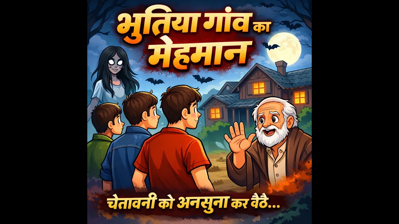 “भूतिया गाँव का मेहमान”?#horrorstories #cartoon story