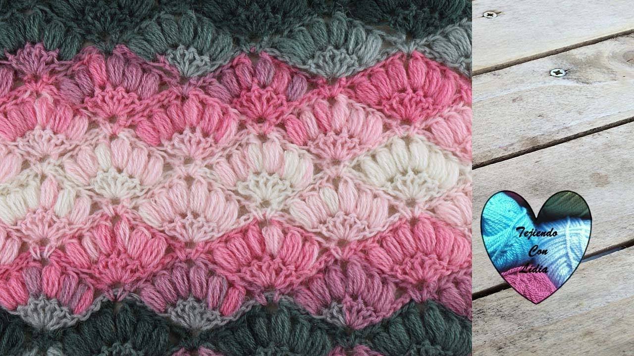 Punto Crochet Abanicos en Relieve