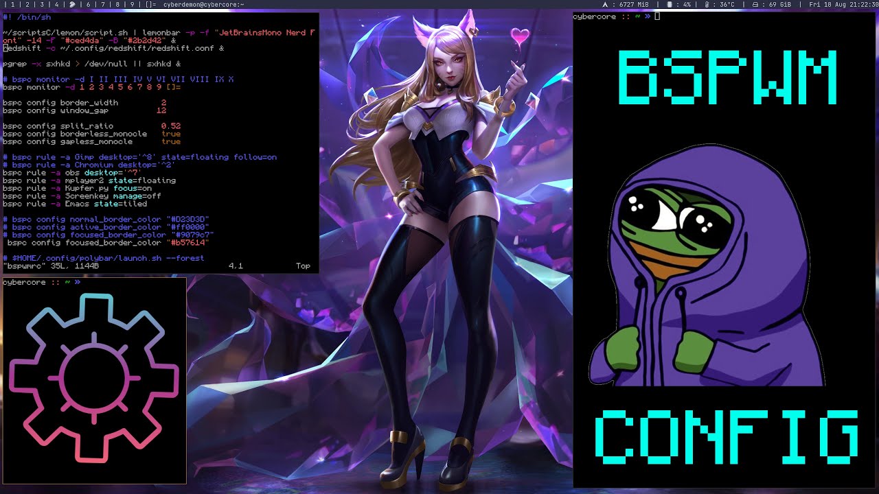 BSPWM настраиваем простейший конфиг! BSPWM simple config!