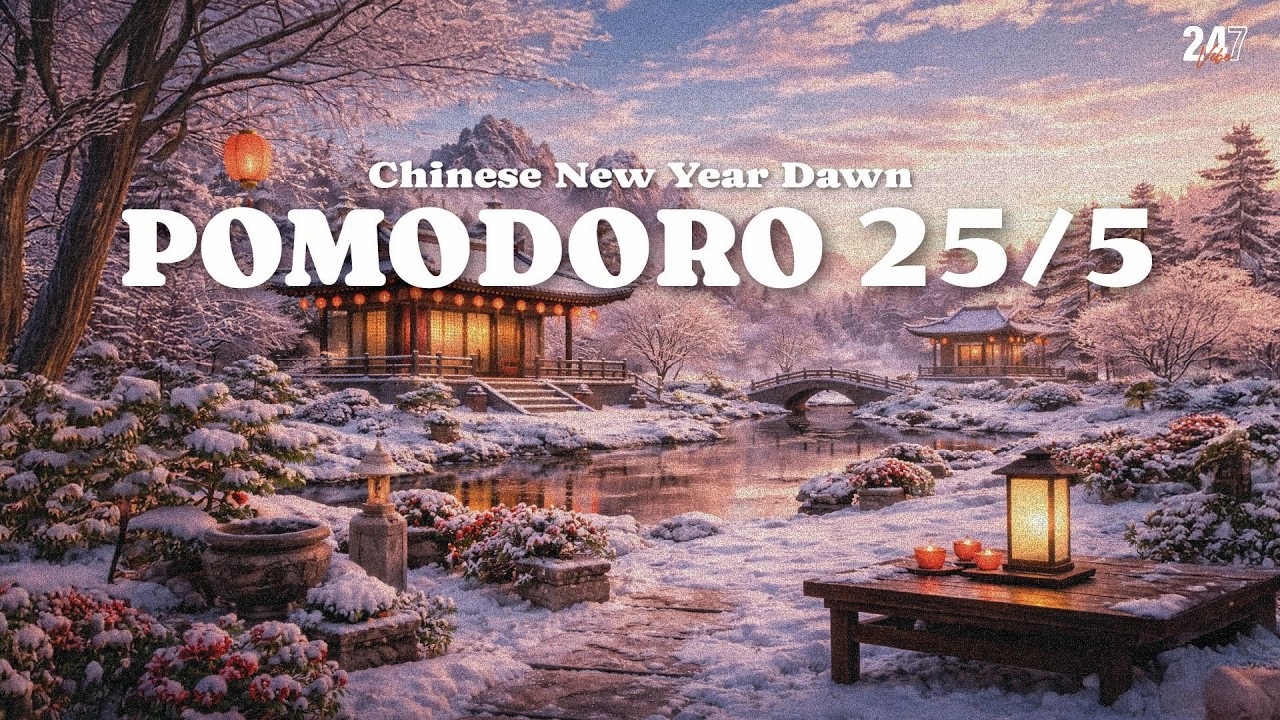 Pomodoro Focus 🍅 Chinese New Year Dawn | 25/5 Min Oriental Ambient