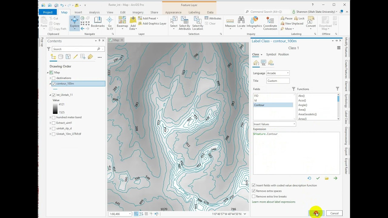 Making and labeling contour lines in ArcGIS Pro