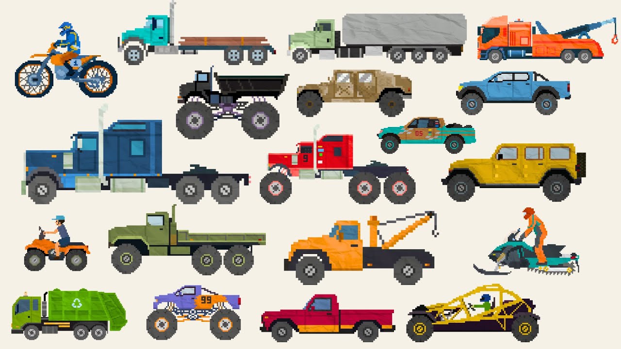 Vehicles Collection 3 | Pixel Art Off-Road, Monster Trucks, SUV 8-Bit