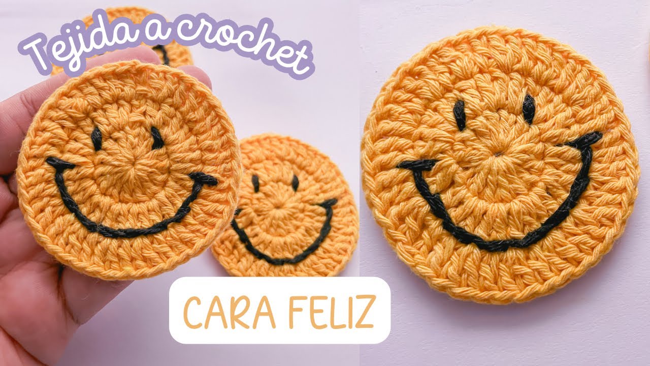 🙂Cara feliz tejida a crochet Paso a paso/ Crochet happy face step by step🧶
