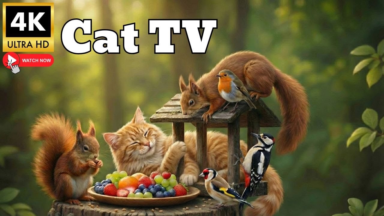 TV for Cats 🐦 Enchanted Forest of Sweet Birds for Deep Cat Relaxation | 4K UHD