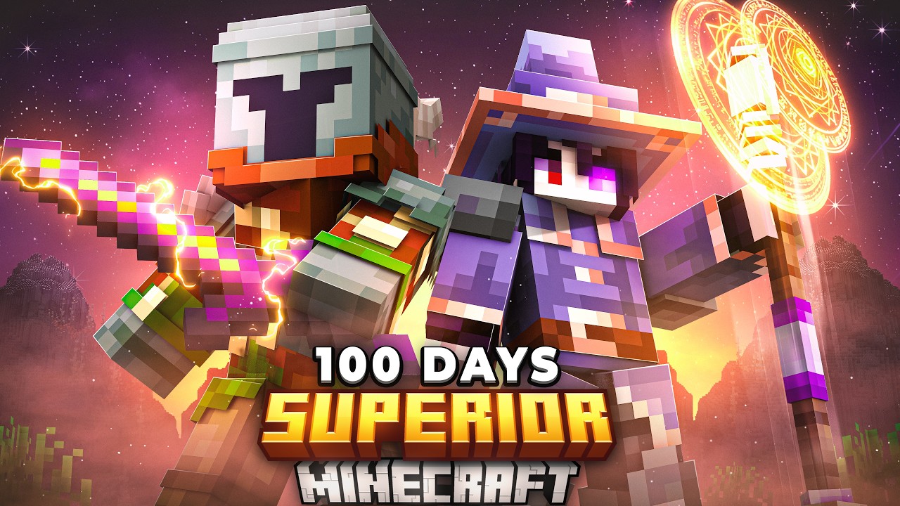 We Survived 100 Days of DUO SUPERIOR RPG in Minecraft