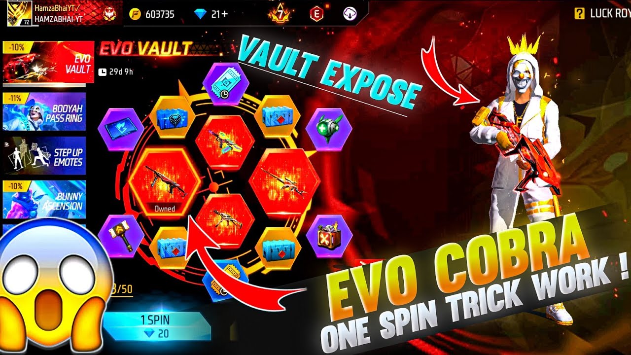 EVO COBRA MP40 ! ONE SPIN TRICK WORK | FREE FIRE EVO COBRA MP40 RETURN | FF EVO COBRA MP40 SPIN
