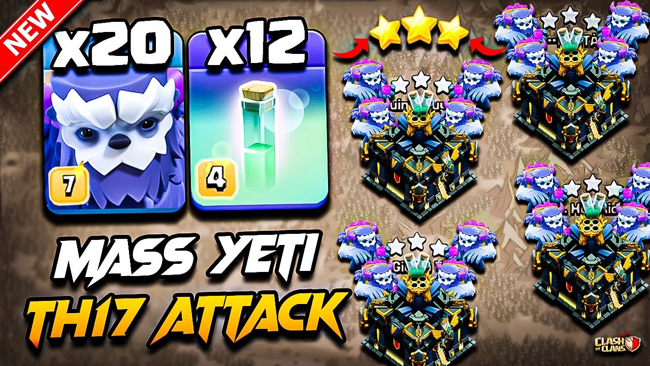 Best TH17 Attack Strategy With YETI 2025 | TH17 YETI Attack With RC CHARGE | Town Hall 17 Attack COC