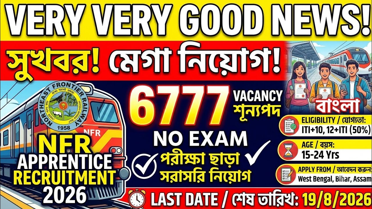 Nfr railway Apprentice recruitment 2026. Nfr vacancy details 2026.job aspirants indian rsk1