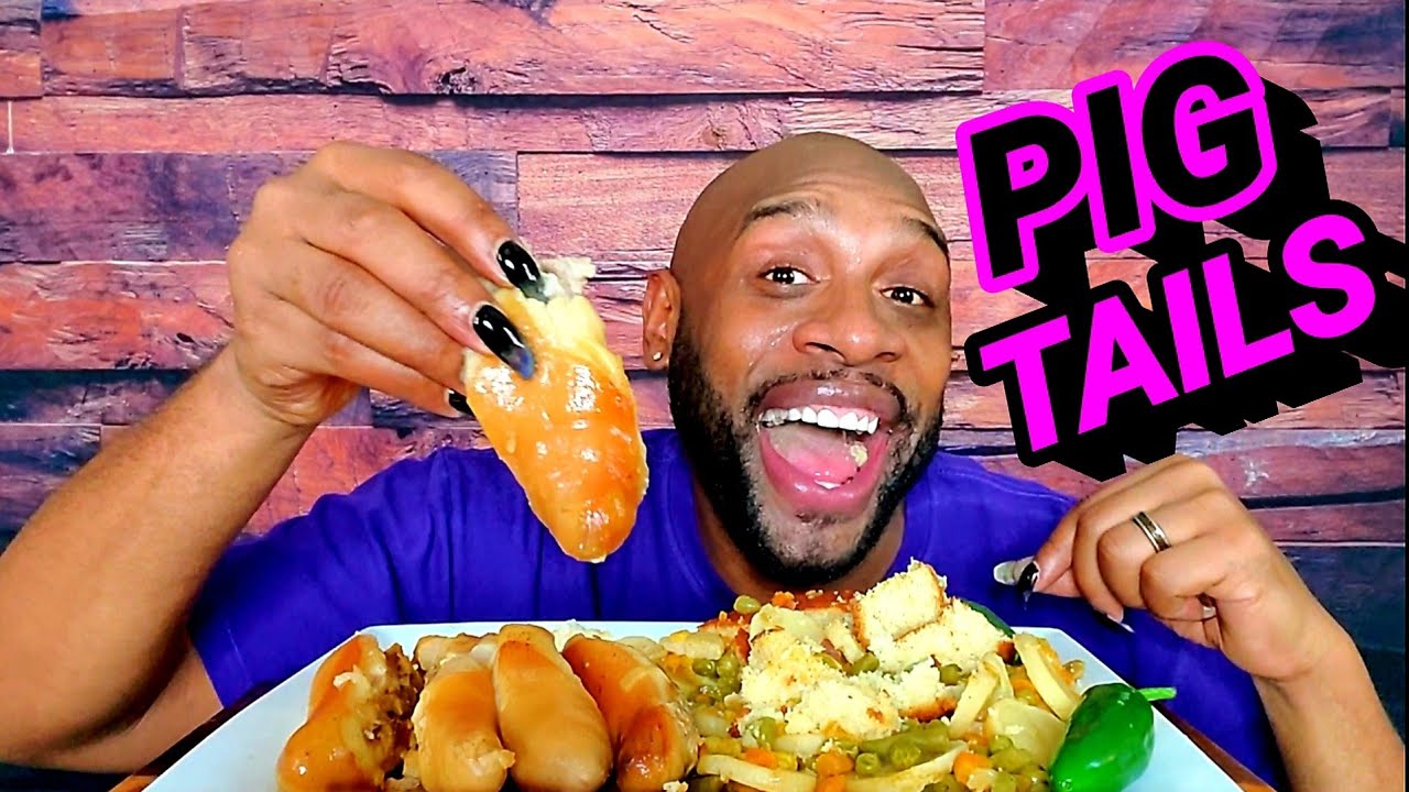 SOUTHERN PIG TAILS SOULFOOD MUKBANG 먹방 ... EATING SHOW 먹방 ... 🙏🙏🙏 POPCORN KIT & FAMILY ...