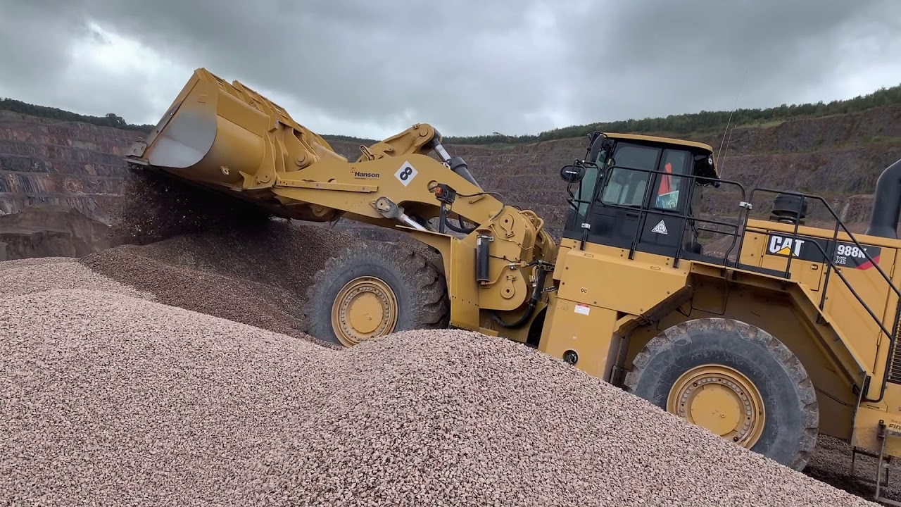 See the new Cat 988K XE electric drive wheel loader in action at the Hanson Quarry in Whatley