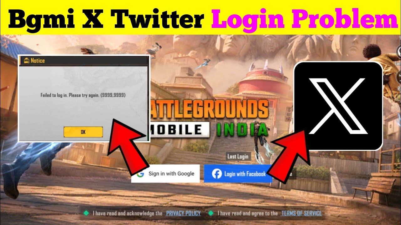 Failed To Login Try Again 9999  | Bgmi Twitter login problem |  Twitter login problem in Bgmi