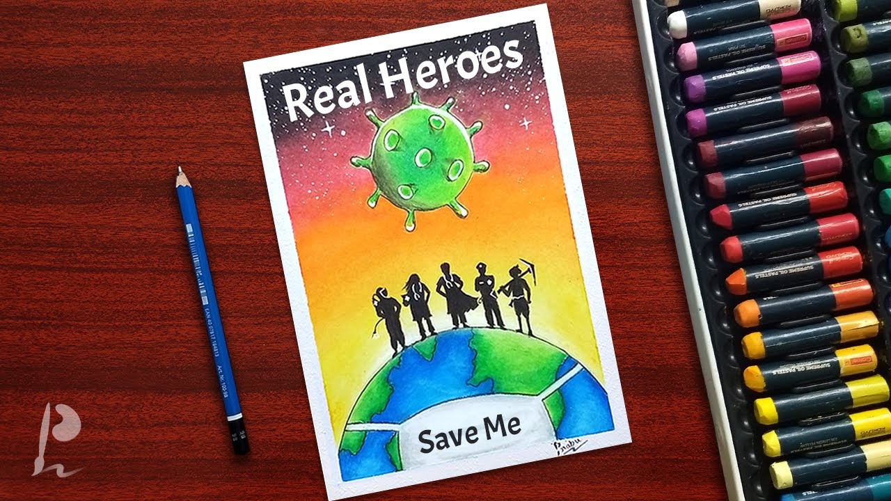 Real Heroes Fighting Coronavirus Awareness Drawing with Oil Pastels | PrabuDbz Art
