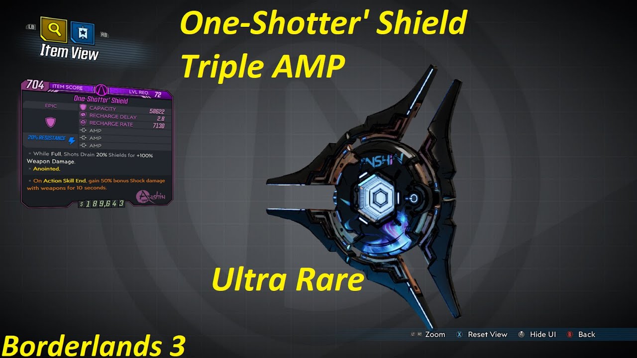 One-Shotter' Shield dropped in Slaughter Shaft. Ultra Rare-Triple Amp Shield.. Most wanted!!..