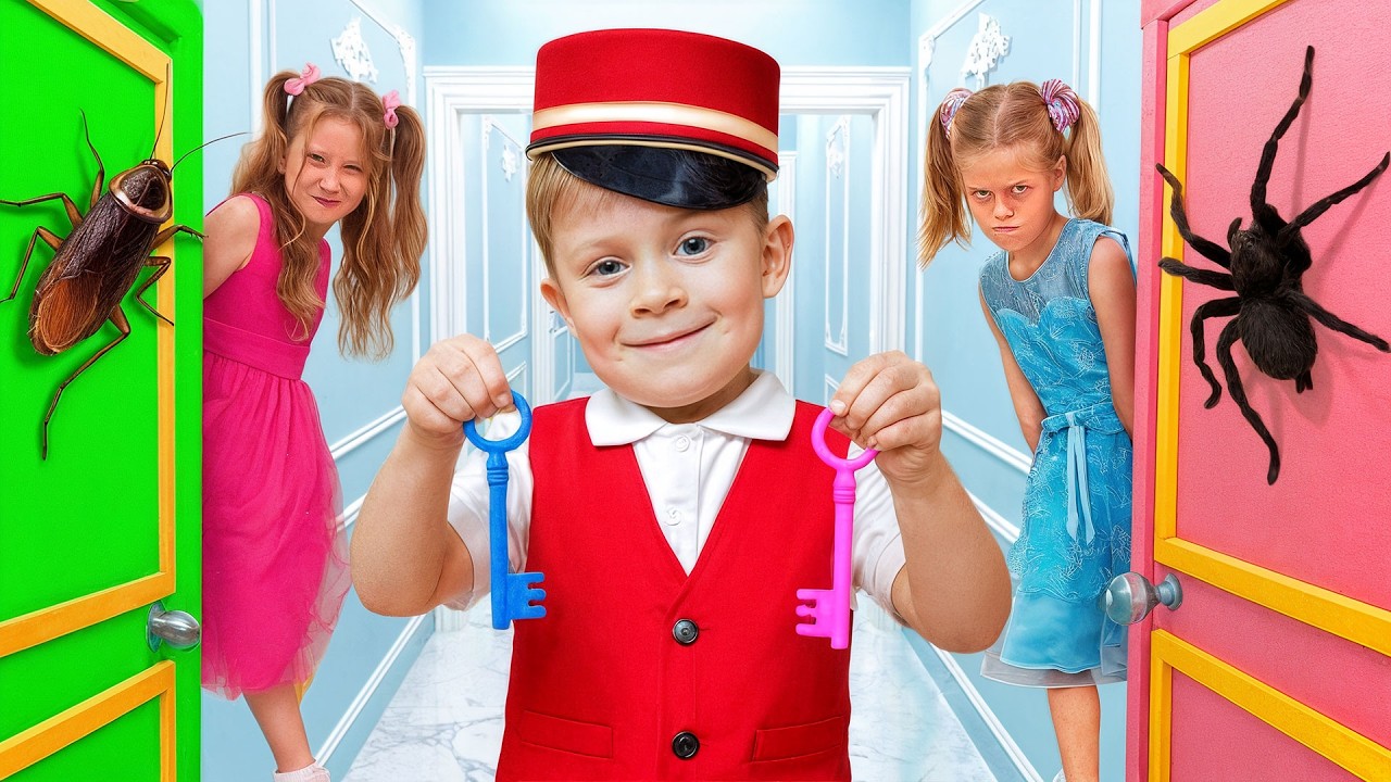 Aventura de vecinos de hotel con chicas divertidas | Video de comedia para niños