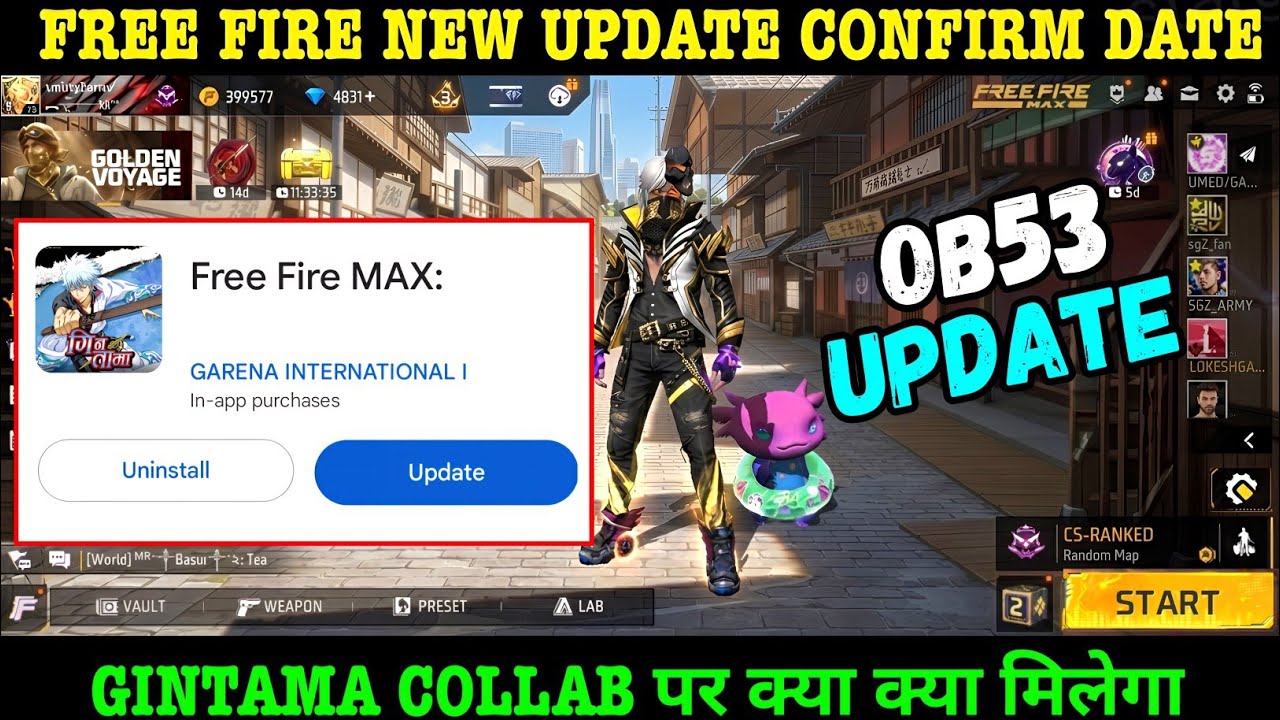 Free Fire Ob 53 Update Kab Aayega | FreeFire Ob53 Update Confirm Date |Gintama Collab Rewards Review