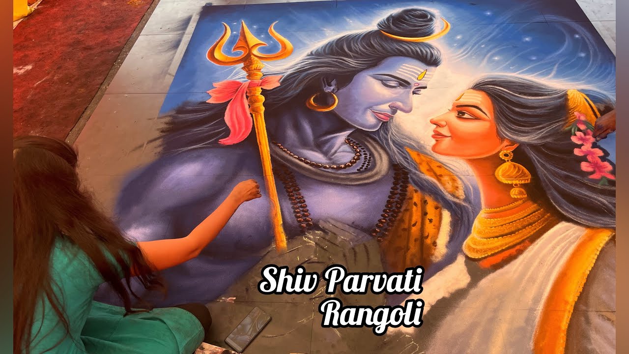 Shiv parvati Rangoli timelapse | mahashivratri special rangoli | portrait rangoli art |