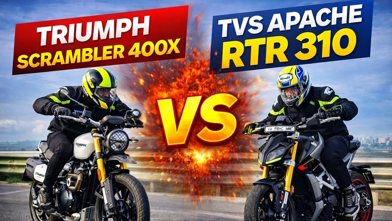 TRIUMPH SCRAMBLER 400X VS TVS APACHE RTR 310 ( DRAG RACE ) 🔥
