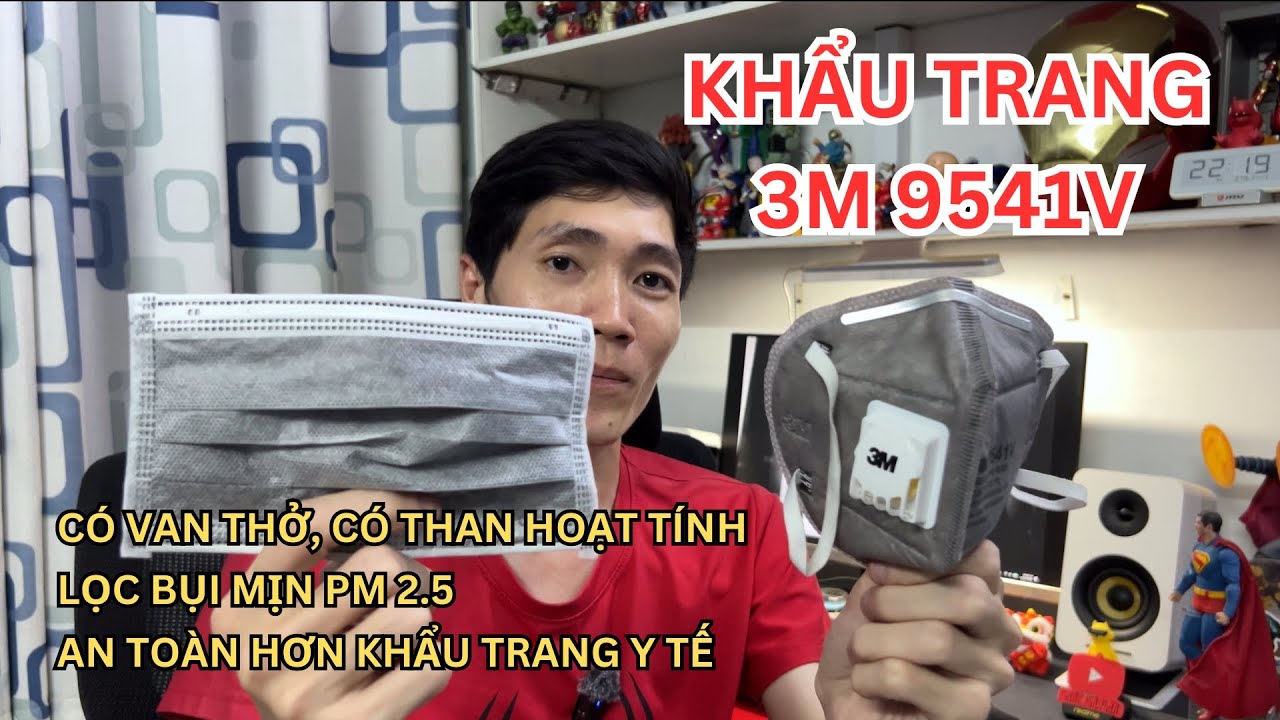 Trên tay khẩu trang 3M 9541V: Có van thở, có than hoạt tính, an toàn hơn khẩu trang y tế