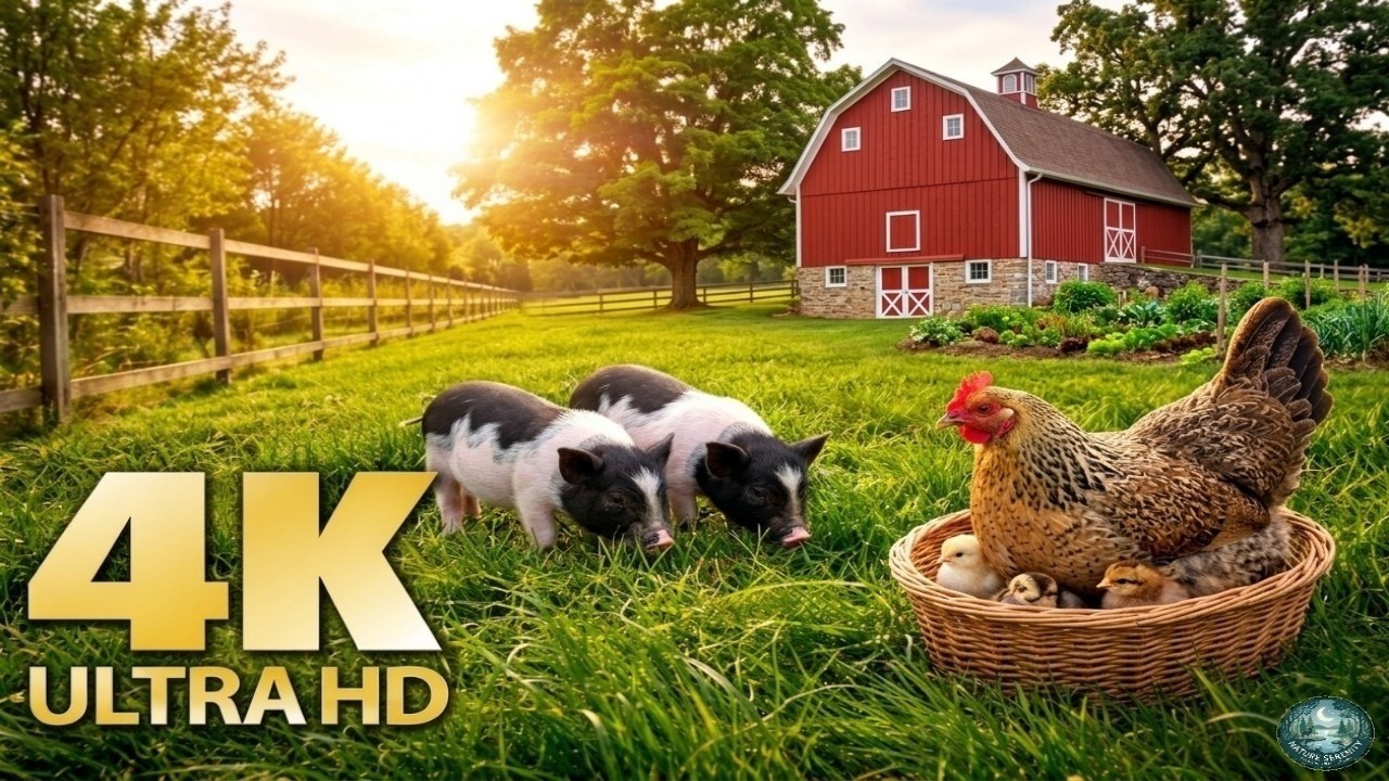 Relax with Farm Animals &mdash; Peaceful Nature Ambience Sound (1 Hour - 4K 60FPS)