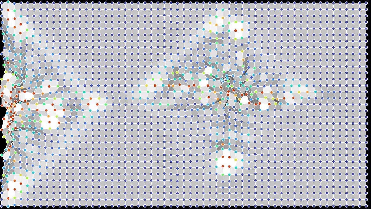 Deformations of a square lattice with partly free boundary