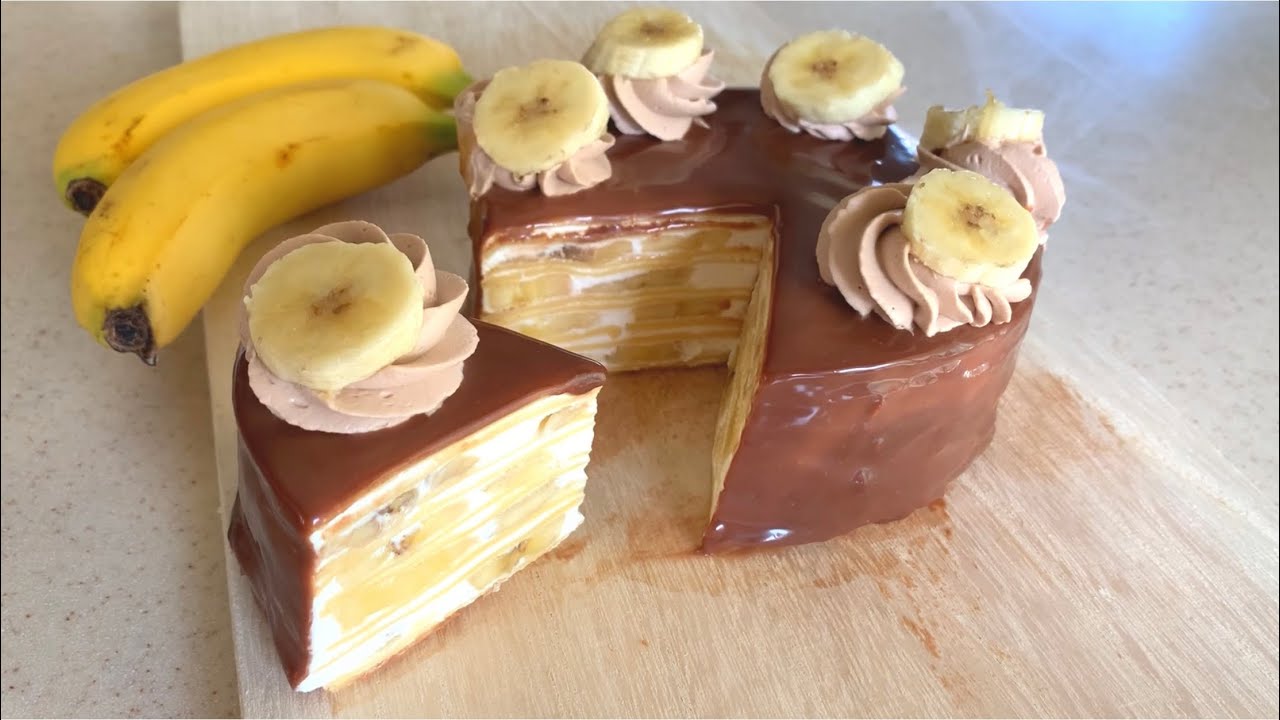 チョコバナナミルクレープの作り方 chocolate banana crepe cake recipe