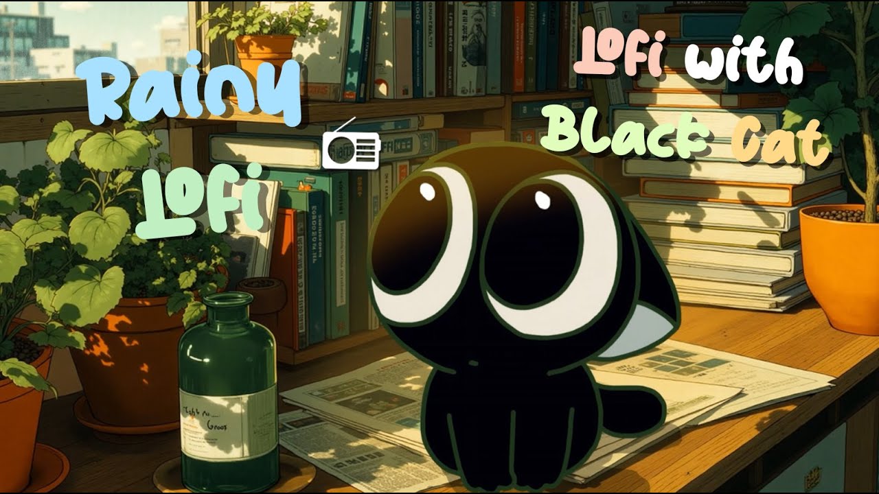 Lofi Rain with Black Cat ☕ Lofi Hip Hop ~ Cozy Chill Beats for Relax, Study, Calm & Focus